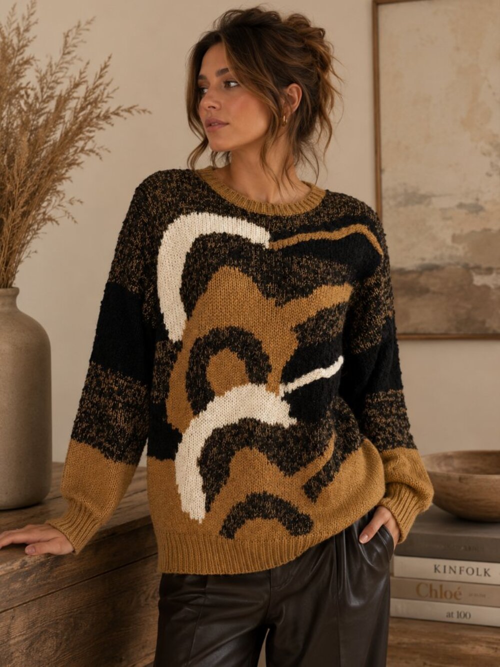 Vintage Joyce Abstract Animal Print Sweater | M